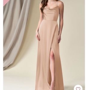 Azazie Naomie Stretch Satin Bridesmaid Dress in English Rose Size A4